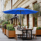 OLIXIS 9ft Patio Umbrella with Tilt and Crank Button & 8 Sturdy Ribs Waterproof, Patio Table Umbrella Perfect for Poolside, Terrace, Beach and Outdoor Restaurant, Blue