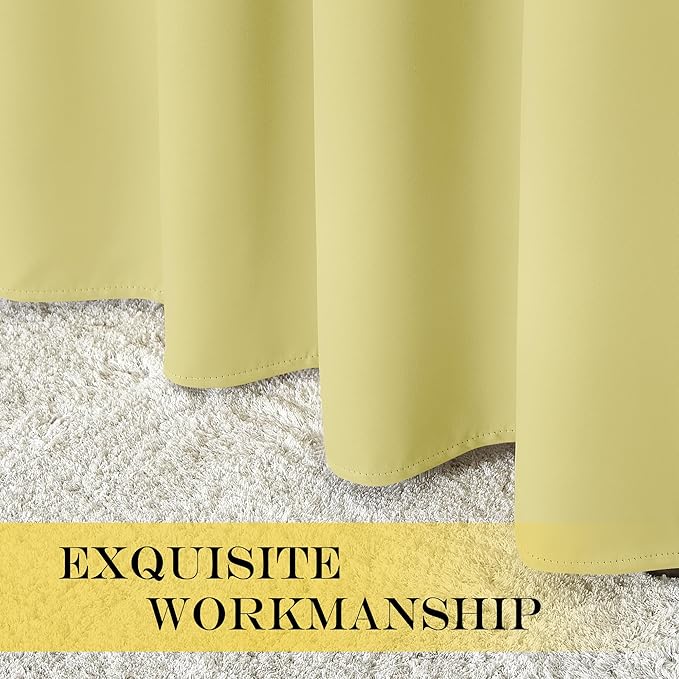NICETOWN Room Divider Curtain 132 Inches Long, Wide Blackout Sliding Door Curtain for Bedroom, Room Darkening Privacy Window Curtain for Patio Door (1 Panel Set, Paler Yellow, 80 x 132 Inch)