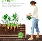 Best Choice Products 8x2x2ft Raised Outdoor Metal Garden Bed, Deep Root Box Planter for Vegetables, Flowers, Herbs, 240 Gallon Capacity, 100% Non Toxic Materials - Dark Brown Wood Grain