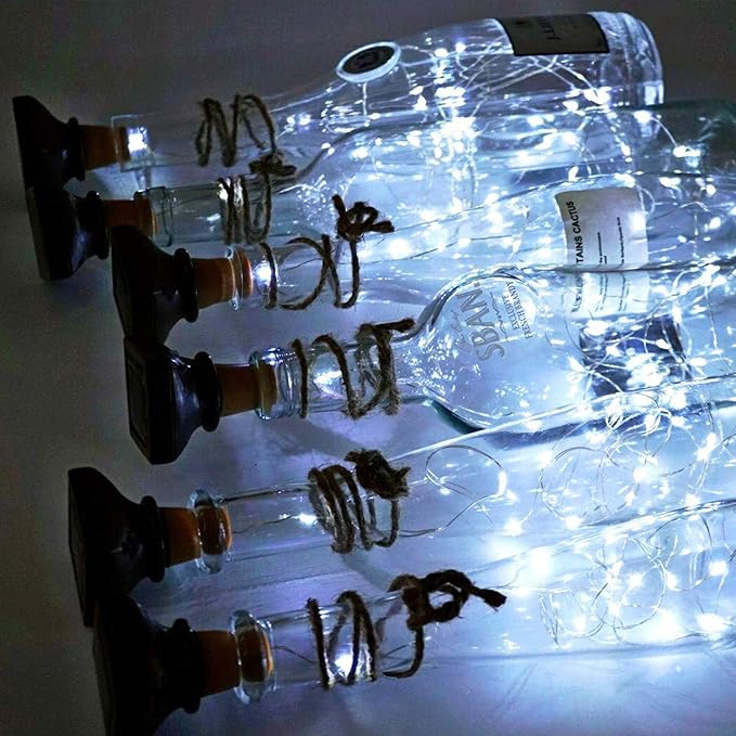 String Lights for Wine Bottles, 12 Pack, Solar Powered, Cool White