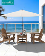 SERWALL Outdoor Coffee Table with 1.69" Umbrella Hole, HDPE Patio Coffee Table for Outside, Rectangle, Brown