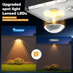 NIORSUN Solar Fence Lights,8 Pack Deck Light,Led Lights Warm White Outdoor Wall Lights,IP45 Solar Powered Light Waterproof for Backyard/Pool/Railing/Patio/Porch/Step/Outside/Garden (Black)
