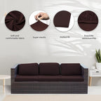 Cushion Covers 8 Pack, Stretch Microfiber Sofa Slipcovers, Coffee Check