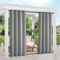 NICETOWN 2 Panels Sliver Grey Blackout Outdoor Curtains for Patio Waterproof 84" Long, Top and Bottom Rustproof Grommet Heavy Weight Windproof Drapes, Keep Privacy for Porch, W52 x L84