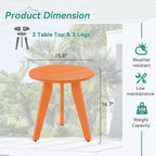HDPS Outdoor Side Table, Small Round Side Table Weather-Resistant, Outdoor Side Tables for Patio, Porch, Deck, End Table for Plant Stand, Living Room, Bedroom, Orange