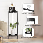 Metal Black Tall Plant Stand Indoor or Outdoor - 30 inch 2 Tier Modern Corner Planter Shelf Rack with 2 Removable Display Shelves(10 inch) for Bedroom Living Room Balcony