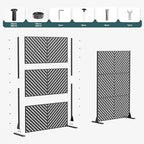 Casaphoria Metal Privacy Screen Outdoor, 72" H x 47" W Freestanding Decorative Privacy Screen for Patio Deck Balcony Garden with Stable Base, Black-Benjamin