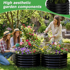 AHEONLAR 2 Pack 2x2x1.5ft Round Galvanized Raised Garden Bed Outdoor Metal Planter Box for Vegetables Steel Raised Beds for Gardening Black