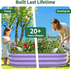 Kesfitt Raised Garden Bed, 4x2x1 FT Galvanized Steel Metal Raised Garden Bed, Oval Open-Bottom Design, 12-Inch Deep for Outdoor Vegetable & Herb Gardening, Lavender Purple
