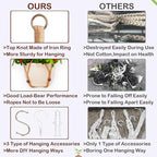 Macrame Plant Hanger Indoor Set,Hanging Planters for Indoor Plants Outdoor,Hanging Plant Holder Basket Pot with 8 Hooks,Boho Home Decor Crochet Beads Window Ceiling,No Tassels 4 Pack,Brown
