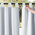 NICETOWN 2 Panels Outdoor Patio Curtainss Room Dividers Waterproof, Outdoor Blinds with Detachable Tab Top Sunlight Blocking Heavy Weight Protect Sun & Rain Out for Pergola, W84 x L108, Greyish White