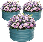 ZXZYHFTY Round Galvanized Raised Garden Bed kit, Blue Outdoor Garden Raised Planter Box, Round Large Metal Raised Garden Beds for Vegetable 2 * 2 * 1ft 3 Pcs