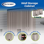Suncast 2 Pack 4 Cubic Feet Resin Single Shelf Garage Wall Storage Cabinet, Platinum