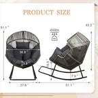 Vongrasig Wicker Rocking Egg Chair PE Rattan with Cushion, Oversized Patio Lounge Rocker Chair for Outdoor, Indoor, Balcony, Backyard, Garden, Black/Rattan
