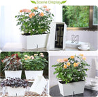 Window Box Planter 6 Pcs, 12.1 Inches Self Watering Plant Pots Rectangle Flower Pots with Drainage Holes and Breathable Trays, Vegetable Planters for Windowsill Patio Garden Balcony Porch Yard (White)