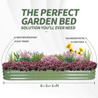 1MORE Galvanized Raised Garden Bed- Planter Garden Boxes Outdoor, Raised Beds for Gardening,8x2x1ft Metal Garden Bed Kit for Vegetables Flower, Planter Raised Beds with Tools.Green