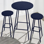Best Choice Products 3-Piece Patio Dining Set, Bar Height, Outdoor Bistro Set, Outdoor Round Bar Table w/ 2 Bar Stools, Steel - Navy