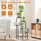 6 Tier Plant Stand Indoor, Plant Shelf for Multiple Plants, Flower Pot Holder Shelf, Planter Display Rack for Patio Garden Balcony Living Room Bedroom Decor, Rustic Brown