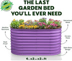 Plant & Plot Galvanized Raised Garden Beds Outdoor // 4×2×2 ft Planter Raised Beds for Gardening, Vegetables, Flowers // Large Metal Garden Box (Purple) // Patented Tool-Free Design