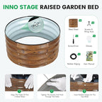 INNO STAG 3 Pcs Round Galvanized Raised Garden Bed — 2×2×1ft Planter Box Outdoor Raised Beds Kit for Gardening Vegetables, Fruits, Herbs, and Flowers, Grain