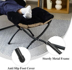 15"(H) Folding Ottoman, Foldable Footrest Stool, Portable Small Foot Stool for Couch, Collapsible Foot Rest Ottoman for Sofa, Accent Padded Ottomans for Living Room, Bedroom, Black