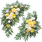 Artificial Flowers Wedding Arch Swag Set, 2 Pieces, Creamy Yellow Silk