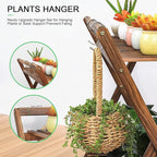 Indoor Plant Stand for Multiple Plants 2 Tier Wood Corner Plant Shelf Rack with Planter Hanger Outdoor Flower Pot Stand Holder for Yard Patio Garden Balcony Porch Living Room ( Rustic X-Cross)