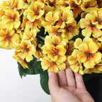 2 Pack Artificial Geranium Flowers Topitary Trees for Outdoors, UV Resistant Geraniums Potted Bushes Look Real Silk Faux Plants for Front Door Garden Porch Planter Farmhouse Home Decor (Yellow)