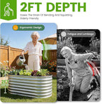 Galvanized Raised Garden Bed Outdoor 24'' Deep | Oval Metal Garden Beds with Easy Assembly & Planter Box for Planting Deep Root Vegetables Fruits Flowers, 4x2x2ft Silver