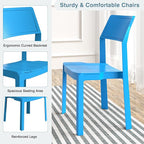 VECELO 4 Pack Stackable Dining Chairs, Plastic Patio Chairs for Indoor Outdoor Use in Kitchen, Poolside, No Assembly, Matte Blue