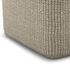 SIMPLIHOME Zelma Square Pouf – 18 inch Wide Upholstered PET Polyester Ottoman in Cream and Natural, Boho Indoor/Outdoor Footstool or Extra Seating for Living Room, Bedroom, or Patio, Assembled