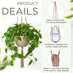 EBOOT 2 Pack 33 Inch Large Macrame Plant Hanger Rope to Hang Flower Pot Plant Holder for Indoor Outdoor Decorations, 4 Legs (Linen Color)