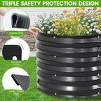 G GOOD GAIN Raised Garden Beds - 8x2x1.4ft Galvanized Planter Boxes Kit with Protective Tape & Gloves & Tools | Oval Metal Outdoor Raised Bed for Gardening Vegetables, Fruits, Flowers, Herbs, Grey