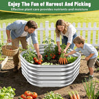 Hexagon Raised Garden Bed, 48 Inch Diagonal & 16.5 Inch Tall, Galvanized Steel Planter Box with Wave-Shaped Metal Panels for Outdoor Flower,Tree,Herb & Vegetable Garden (Silver, 4FT X 1.5FT)