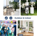 Cocktail Table 28in Folding Round High Top Indoor – Black- 2PCS