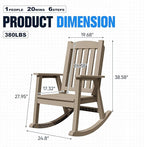 Devoko PP Material Rocking Chair Outdoor Indoor All Weather High Back Patio Rocker for Adult Heavy Duty Rocking Chair for Patio Backyard Porch Garden (Heavy Duty, Light Brown)
