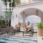 Patio Chaise Lounge Chair, Oversized Lounge Chair Outdoor with 5 Positions, HDPE, Patio Lounge Chair with Wheels & Cup Holder for Pool, Deck, Poolside,Grey