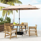 Tangkula 42.5" Acacia Wood Outdoor Dining Table for 4, Patio Table with 1.9" Umbrella Hole, Metal Legs & Adjustable Foot Pads, 4-Person Outside Table for Garden, Poolside & Backyard