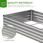 2PCS 8x4x1ft Galvanized Raised Garden Bed Kit,Metal Planter Box for Vegetables,Flowers,Herbs Durable Rust-Resistant Patio Gardening Beds,Silver