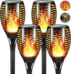 4 Pack Outdoor Solar Flame Light,Solar Lights Outdoor for Garden Decorations with Flickering Flame,IP65 Waterproof Solar Powered Yard Lights Torch Light for Lawn Patio Pathway (Warm White)