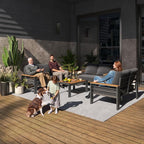 Aoxun Aluminum Outdoor Patio Furniture Set, 7 Seats Outdoor Sectional with Coffee Table, Patio Conversation Sets with Upgraded Armrests and Cushions for Backyard, Garden and Poolside（Dark Grey）