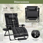 Homall Oversized Zero Gravity Chair, Set of 2 Recliner Lounge Chair with Removable Soft Cushion and Cup Holder, Adjustable Anti Gravity Chair Folding Patio Chairs Padded for Indoor and Outdoor (Black)