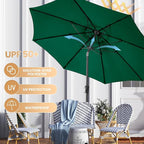 Ayge 9FT Large Outdoor Patio Umbrella Market Table Umbrella-UV Resistant, Easy Push Button Tilt and Crank, 8 Sturdy Fiberglass Ribs Heavy-Duty Pool Umbrella for Deck, Backyard,Garden,Green
