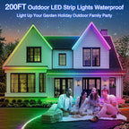 zoegi 200ft Outdoor LED Strip Lights Waterproof,Music Sync RGB IP68 Outside Led Light Strips Waterproof with App and Remote,Exterior Led Rope Lights for Deck,Balcony,Roof,Garden,Pool