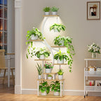 Plant Stand Indoor with Grow Lights - 62" Tall Plant Shelf, Lighted Corner Plant Stands for Indoor Growing, 8 Tiered Large Flower Holder, S-Shaped Plants Rack for Living Room, Patent Design, Natural