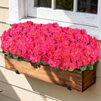 Artificial Geraniums Flowers for Outdoors, 6 Bundles Realistic Silk Fake Geranium, No Fade Faux Plants for Hanging Baskets, Window Boxes, Planters - Porch, Patio, Garden Decor(Rosy)