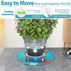 VANCASTLE Plant Caddy Plant Stand with Wheels, Heavy Duty Plant Roller Base 15-22 Inch Adjustable，Palnt Wheel Base 440 LBS, Large Potted Planter Cart Dolly for Flower Mover, Gray, 2 Pack