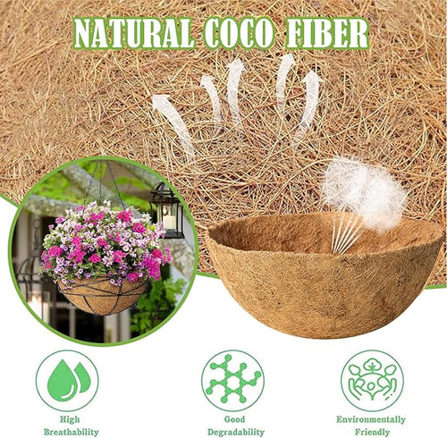 18 Inch 4 Pack Natural Coconut Fiber Liner for Hanging planters Round Coco Replacement Liners for Flower Basket Planter Large Coco Coir Pots for Outdoor Garden Plants