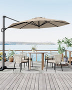 GarveeLife 10FT Patio Umbrella Outdoor Large Cantilever Umbrella Market Sun Shade Windproof Offset Umbrella with 360-Degree Rotation for Garden Deck Pool Patio, Tan