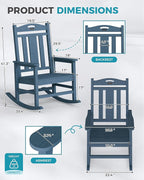 Ciokea Oversized Outdoor Rocking Chairs Set of 2, 380lbs Heavy-Duty Large Patio Rocker, High Back Cozy Porch Chairs, Weather Resistant Patio Rocking Chairs for Outside, Fire Pit, Deck, Slate Blue